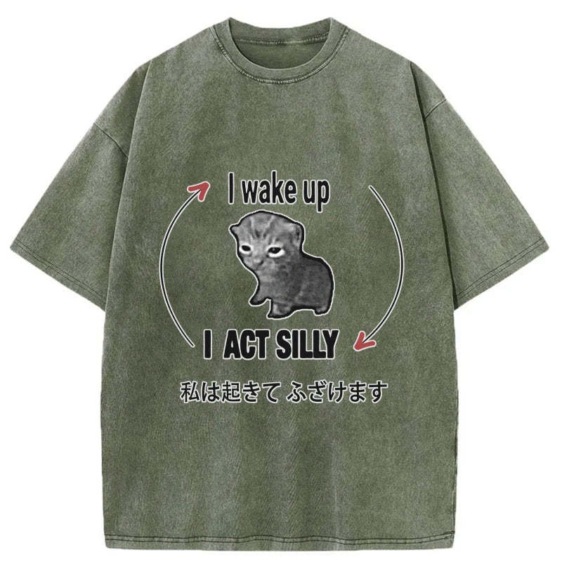 Tokyo-Tiger Wake Up Act Silly Washed T-Shirt