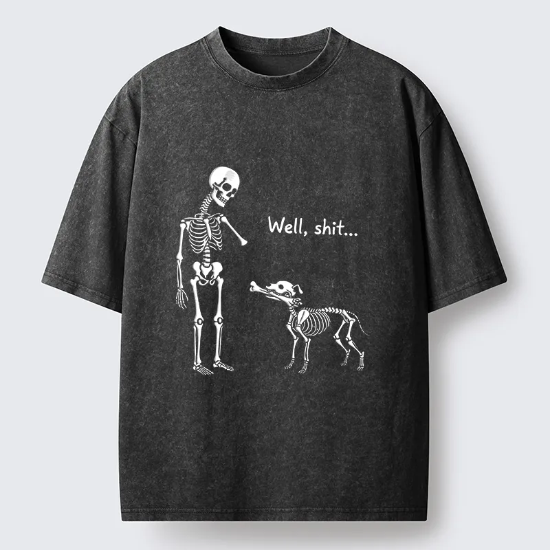 Tokyo-Tiger Skeleton Surprise Joke Washed T-Shirt