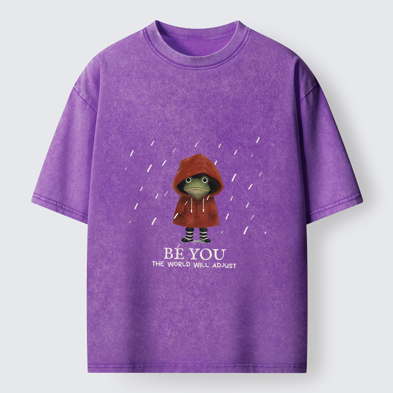 Tokyo-Tiger Brave Rain Frog Self Love Meme Washed T-Shirt