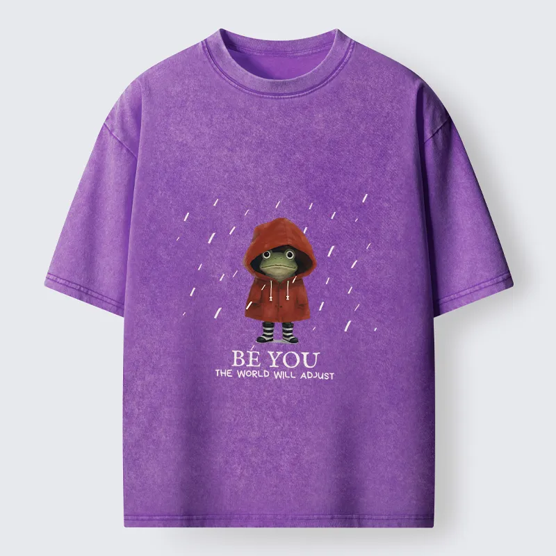 Tokyo-Tiger Brave Rain Frog Self Love Meme Washed T-Shirt