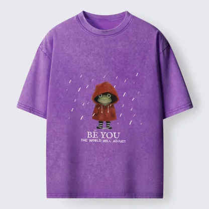 Tokyo-Tiger Brave Rain Frog Self Love Meme Washed T-Shirt