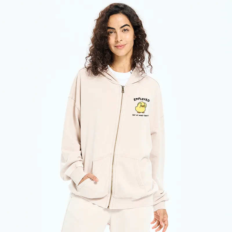 Tokyo-Tiger Funny Work Duck Washed Zip Hoodie