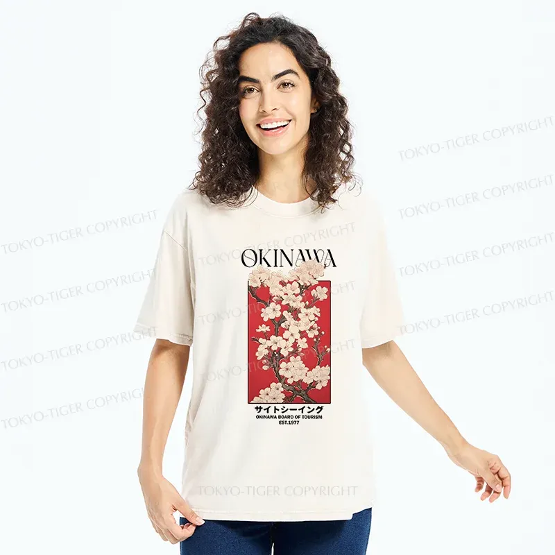 Tokyo-Tiger Okinawa Sakura Washed T-Shirt