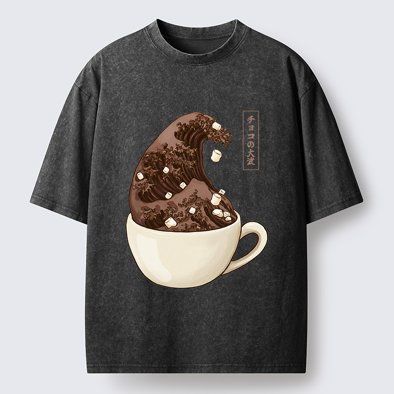 Tokyo-Tiger Coffee Wave Art Washed T-Shirt