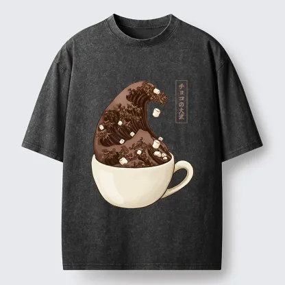 Tokyo-Tiger Coffee Wave Art Washed T-Shirt