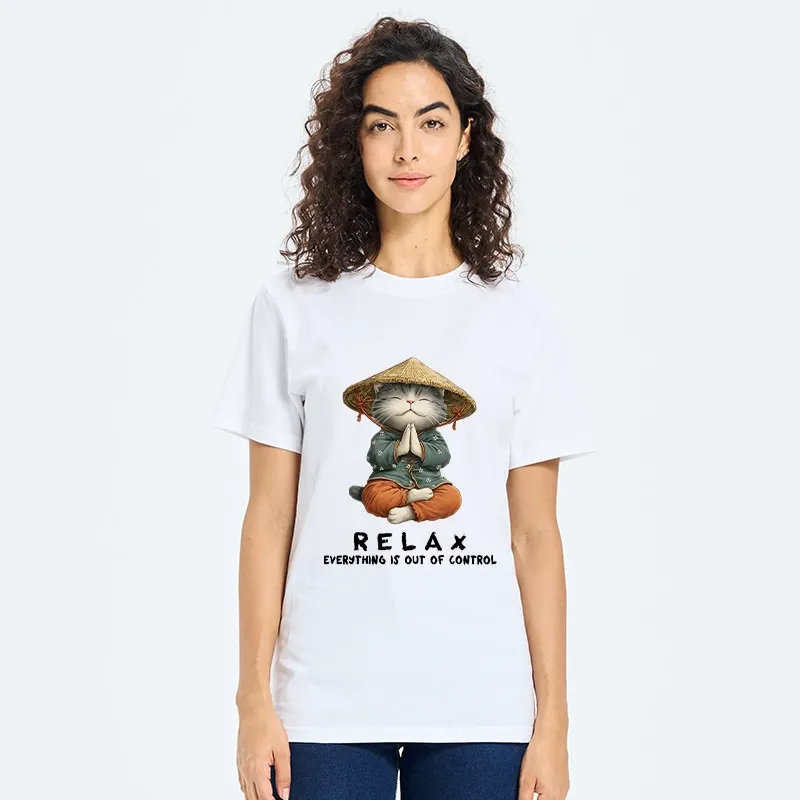 Tokyo-Tiger Zen Relax Cat Graphic Classic T-Shirt