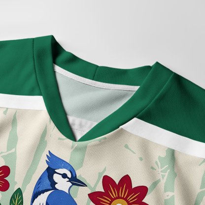 Tokyo-Tiger Floral Birdsong Long-Sleeve Hockey Jersey