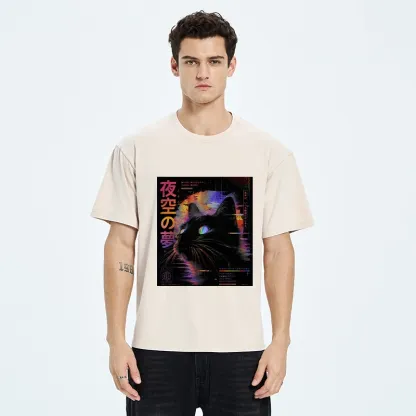 Tokyo-Tiger Night Sky Dreams Cat Washed T-Shirt