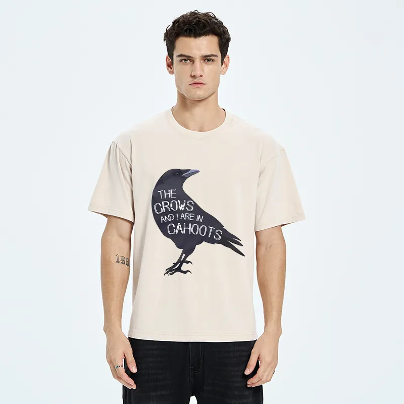 Tokyo-Tiger With Crows Funny Washed T-Shirt
