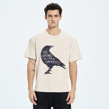 Tokyo-Tiger With Crows Funny Washed T-Shirt