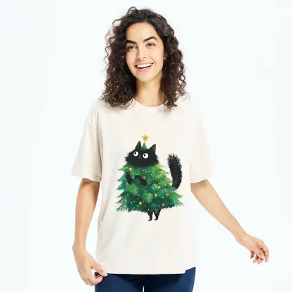 Tokyo-Tiger Christmas Tree Cat Washed T-Shirt