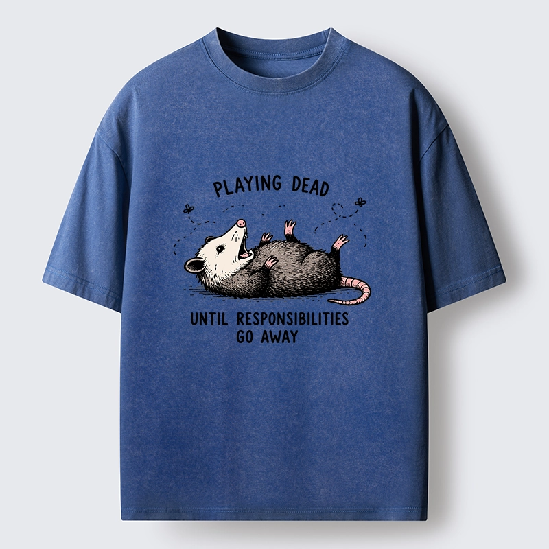 Tokyo‑Tiger Funny Playing Dead Washed T‑Shirt
