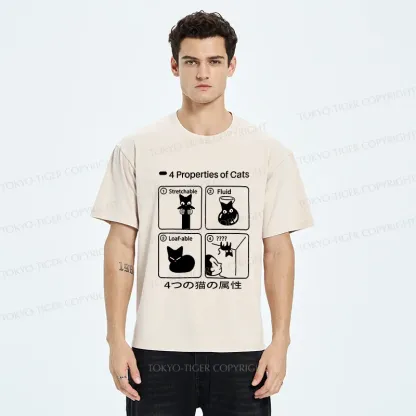 Tokyo-Tiger 4 Attributes Of Cats Washed T-Shirt