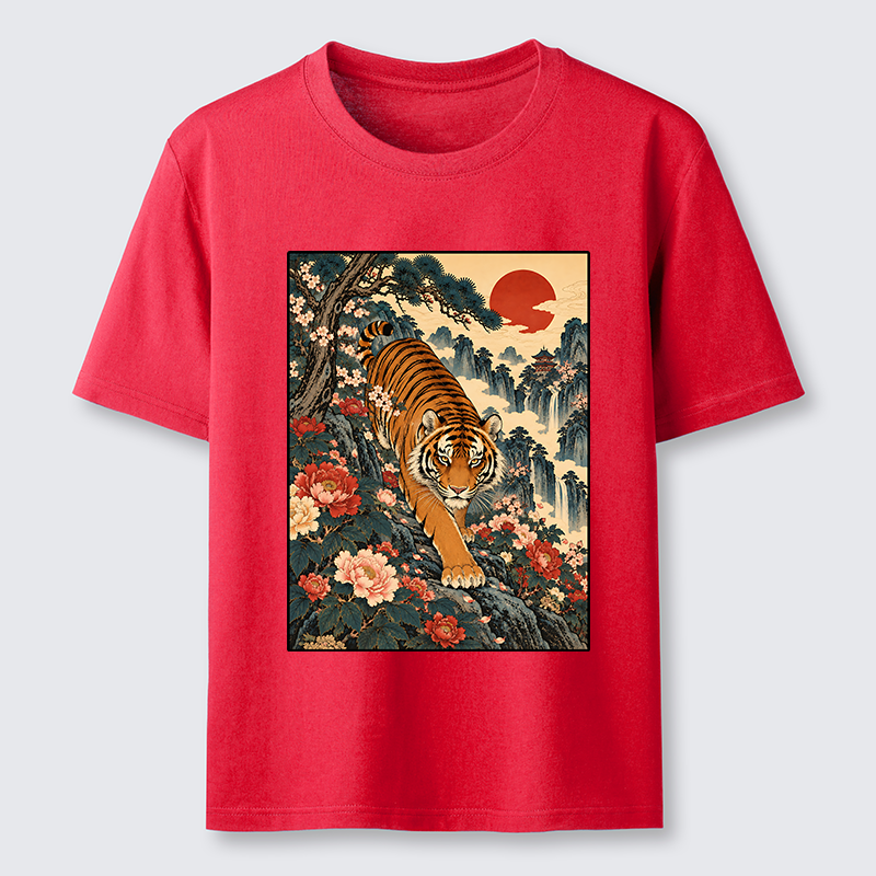 Tokyo-Tiger Vintage Ukiyo Wild Tiger Floral Graphic Classic T-Shirt