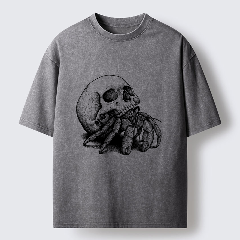 Tokyo-Tiger Skull Crab Meme Washed T-Shirt