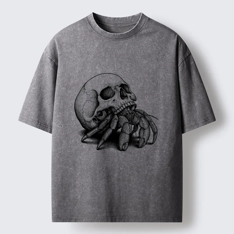 Tokyo-Tiger Skull Crab Meme Washed T-Shirt