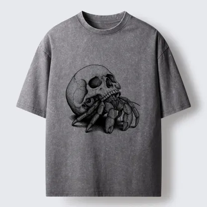 Tokyo-Tiger Skull Crab Meme Washed T-Shirt