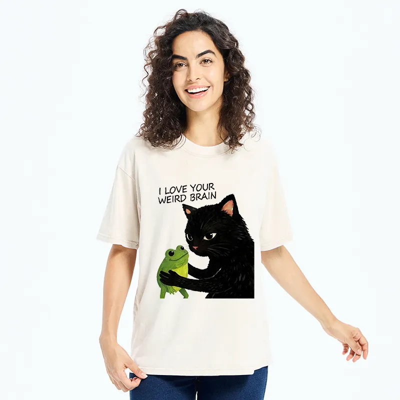 Tokyo-Tiger Cat Eats Frog Washed T-Shirt