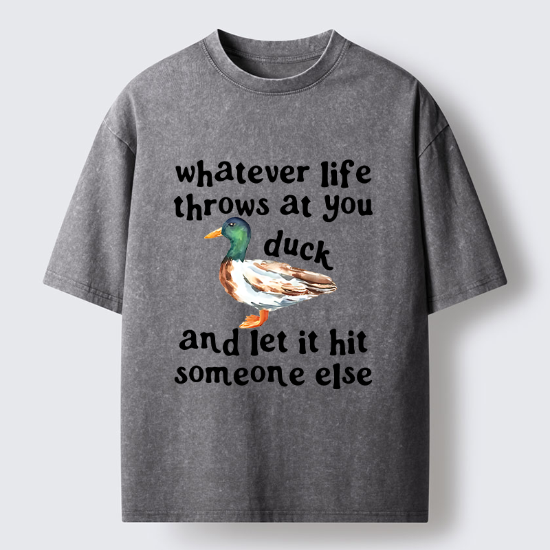 Tokyo-Tiger Funny Duck Life Trouble Meme Washed T-Shirt