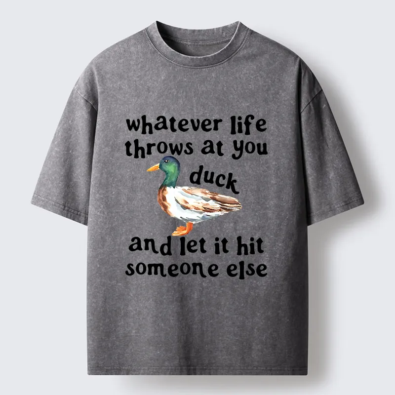 Tokyo-Tiger Funny Duck Life Trouble Meme Washed T-Shirt