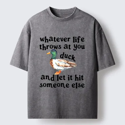 Tokyo-Tiger Funny Duck Life Trouble Meme Washed T-Shirt