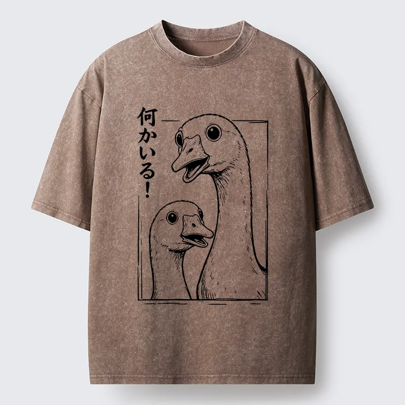 Tokyo‑Tiger Cute Surprised Goose Washed T‑Shirt Sale
