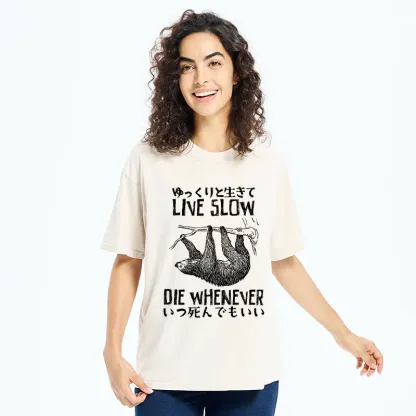 Tokyo-Tiger Slow-living Sloth Washed T-Shirt