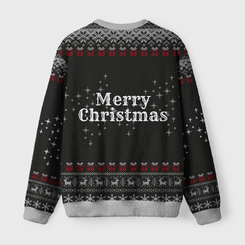Tokyo-Tiger Look at Me Being Festive Skeleton Fuzzy Christmas Ugly Sweatshirt
