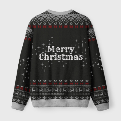 Tokyo-Tiger Look at Me Being Festive Skeleton Fuzzy Christmas Ugly Sweatshirt