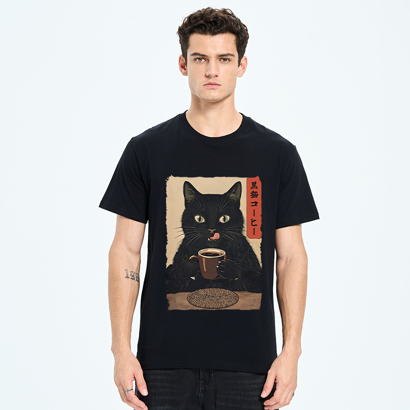 Tokyo-Tiger Vintage Black Cat Coffee Art Classic T-Shirt