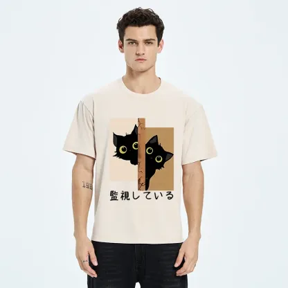 Tokyo-Tiger Cats Secretly Watching Washed T-Shirt