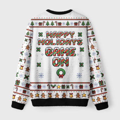 Tokyo-Tiger Funny Players Pixel Reindeer Fuzzy Christmas Ugly Sweatshirt