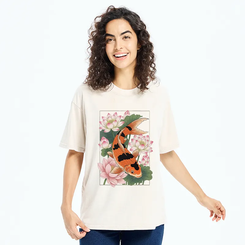 Tokyo-Tiger Japanese Traditional Koi Washed T-Shirt