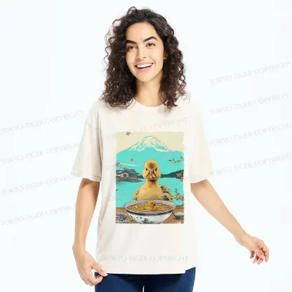 Tokyo-Tiger Duck Eating Ramen Washed T-Shirt