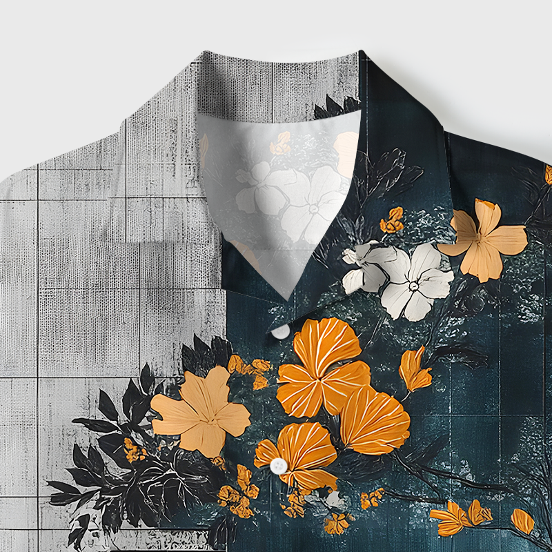 Tokyo-Tiger Flower Fantasy Cuban Collar Shirt