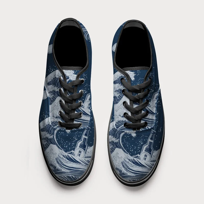 Tokyo-Tiger The Great Wave Off Beer Canvas Shoes