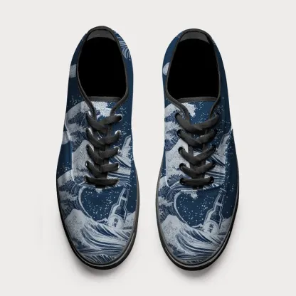 Tokyo-Tiger The Great Wave Off Beer Canvas Shoes