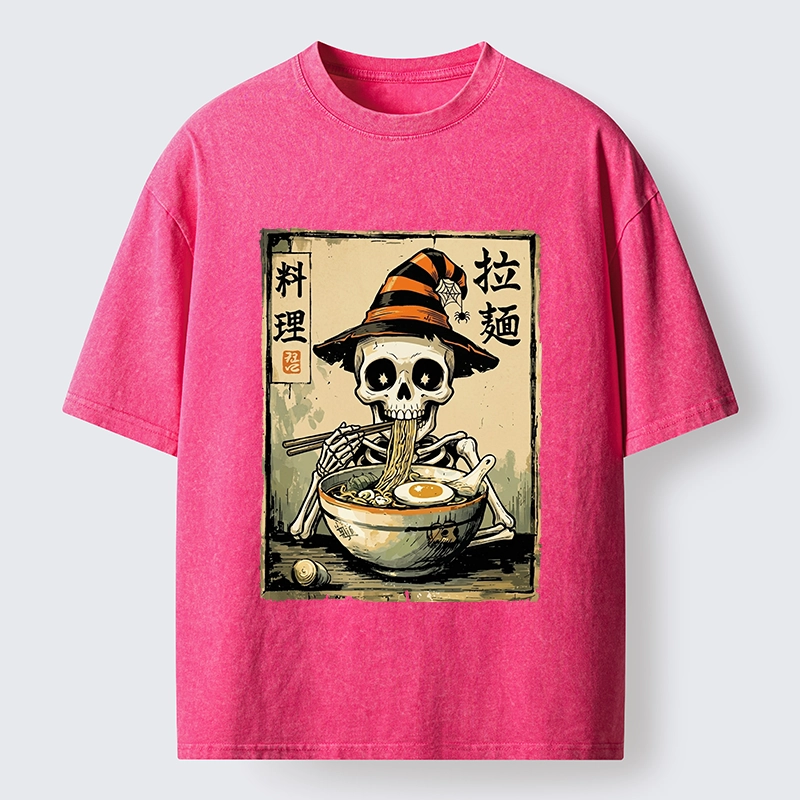 Tokyo‑Tiger Funny Skull Ramen Washed T‑Shirt