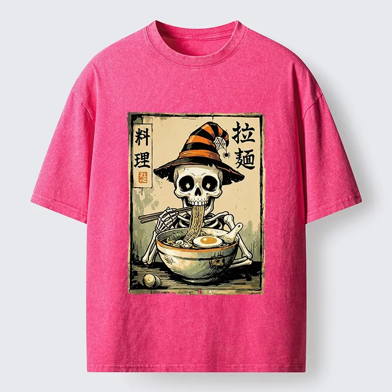 Tokyo‑Tiger Funny Skull Ramen Washed T‑Shirt