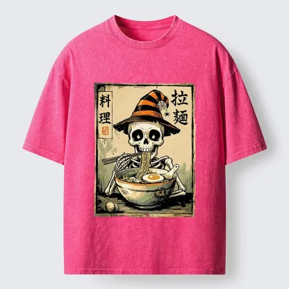 Tokyo‑Tiger Funny Skull Ramen Washed T‑Shirt