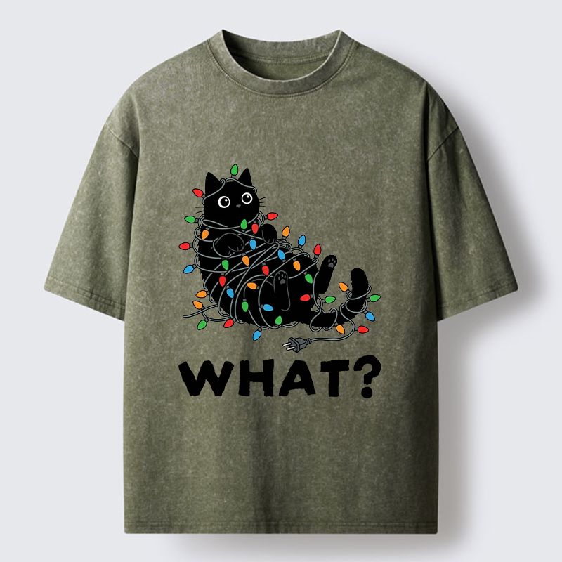 Tokyo-Tiger Cute Christmas Black Cat Meme Washed T-Shirt