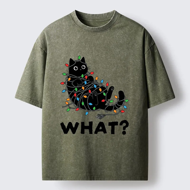 Tokyo-Tiger Cute Christmas Black Cat Meme Washed T-Shirt