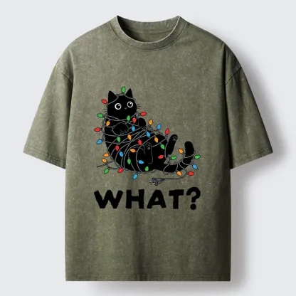 Tokyo-Tiger Cute Christmas Black Cat Meme Washed T-Shirt