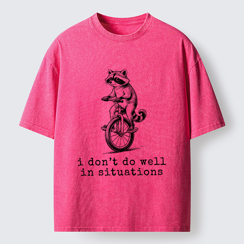 Tokyo-Tiger Raccoon Unicycle Meme Washed T-Shirt