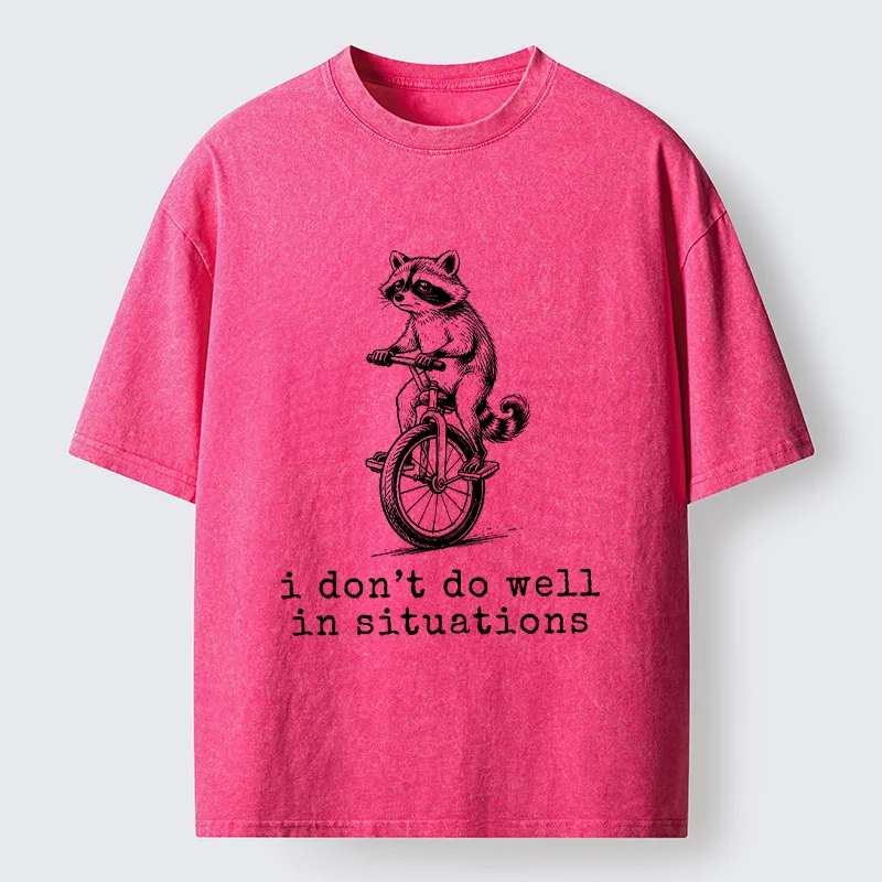 Tokyo-Tiger Raccoon Unicycle Meme Washed T-Shirt