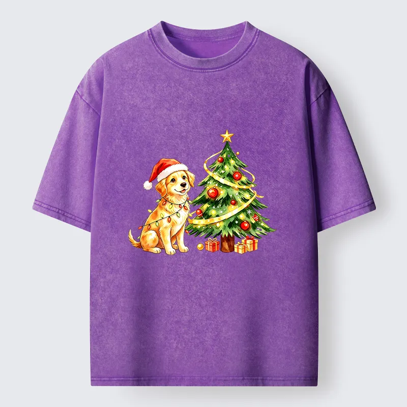 Tokyo‑Tiger Christmas Dog Vibe Washed T‑Shirt