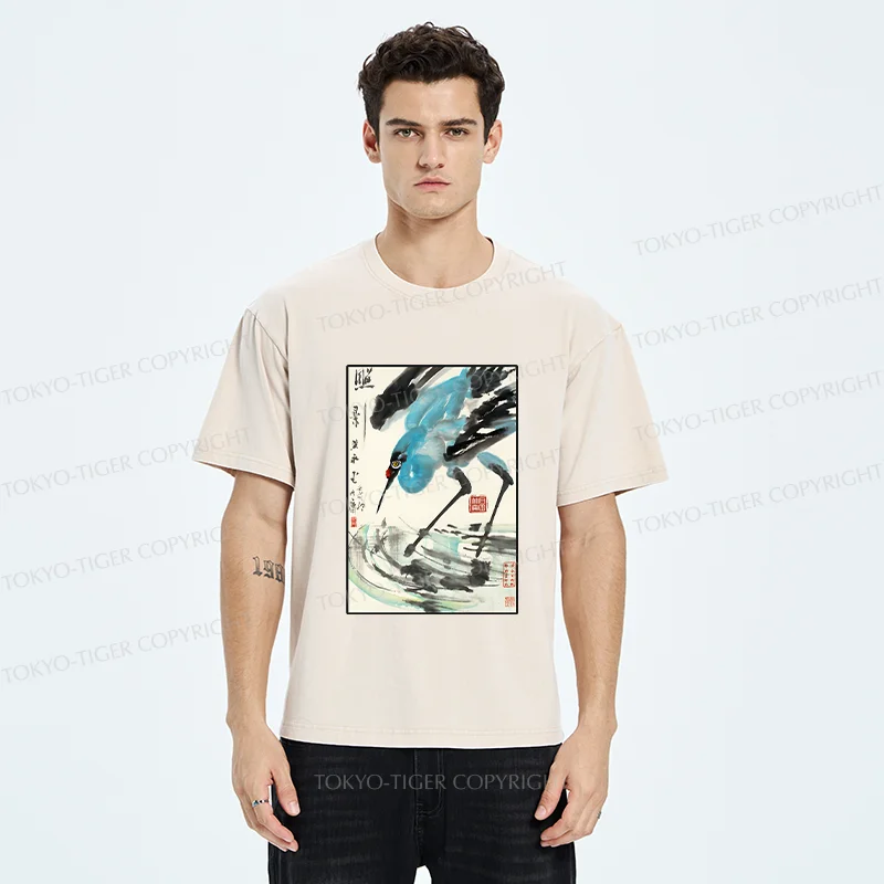 Tokyo-Tiger Crane In The Pond Washed T-Shirt