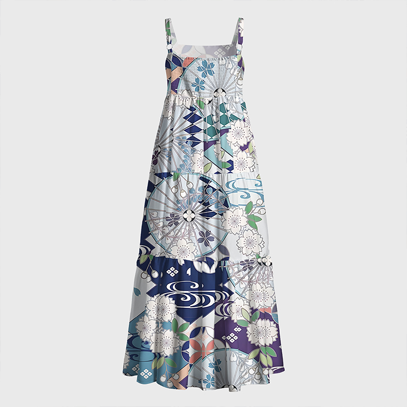 Tokyo-Tiger Floral And Umbrella Maxi Dress