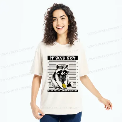 Tokyo-Tiger Raccoon Squeezes Lemon Washed T-Shirt