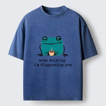 Tokyo‑Tiger Diagnosing Frog Meme Washed T‑Shirt